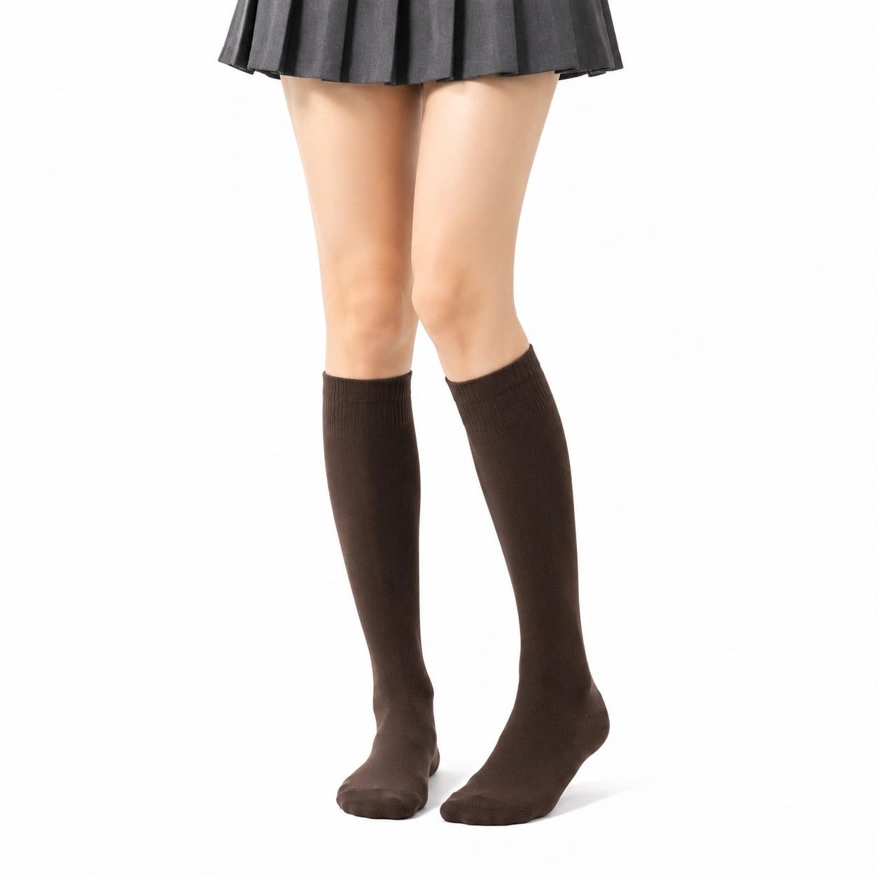 Calze alte da donna 39-42 in maglia marrone per uso quotidiano - stile classico