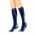 Calze sportive alte 35-38 in tessuto elasticizzato blu navy grigio e azzurro