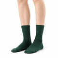 Calze a costine 35-38 in maglia verde scuro - altezza media per uso quotidiano