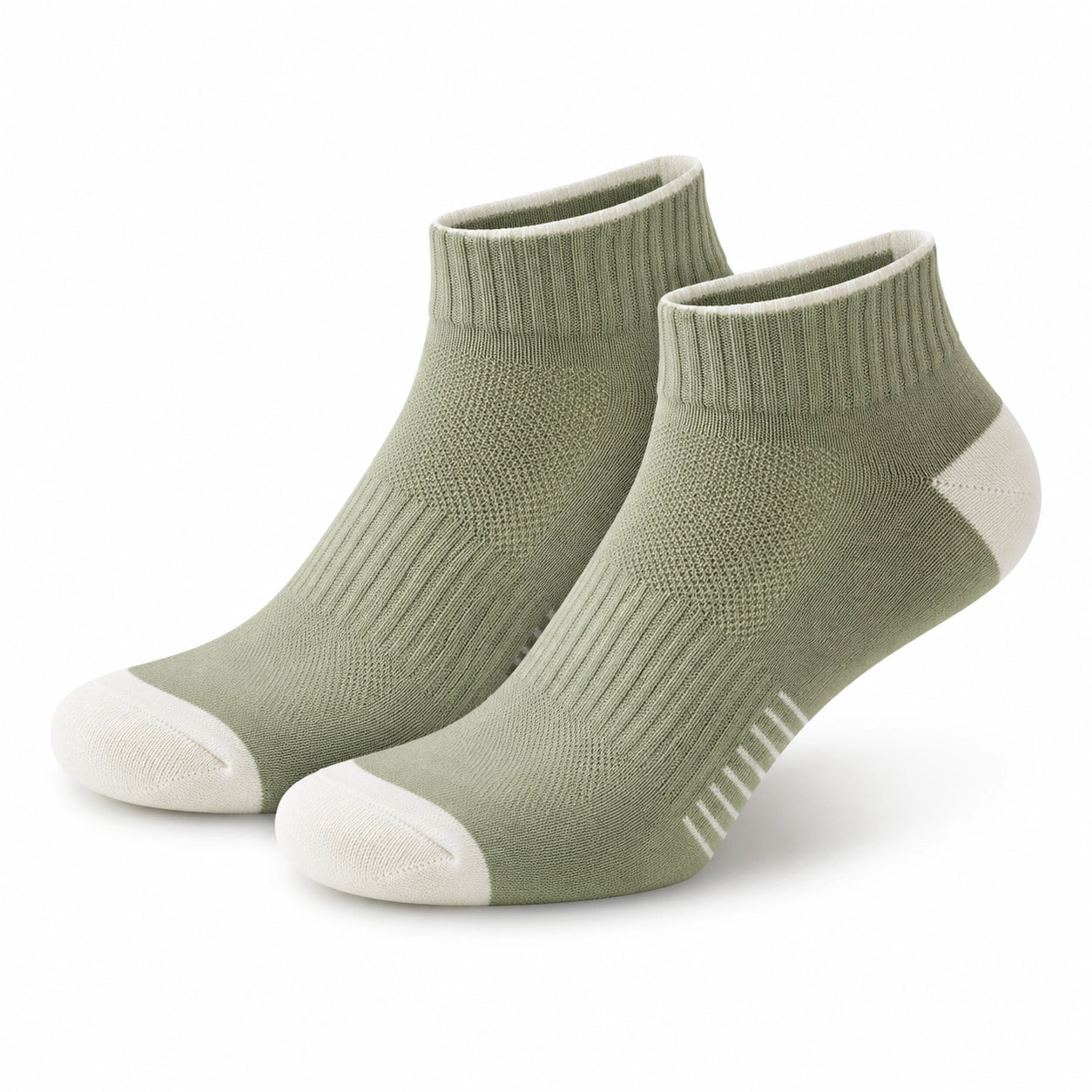 Calze sportive alla caviglia 43-46 in tessuto a maglia verde salvia e bianco - stile casual