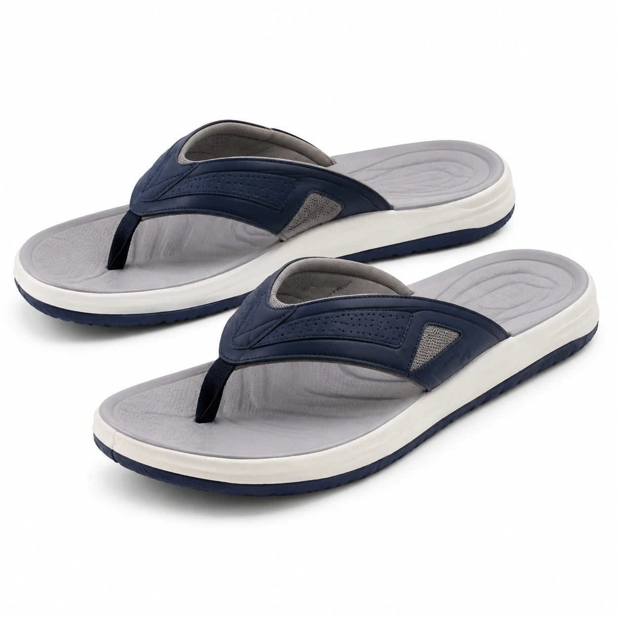 Infradito uomo 42/43 blu navy e grigio con tomaia sintetica e suola antiscivolo