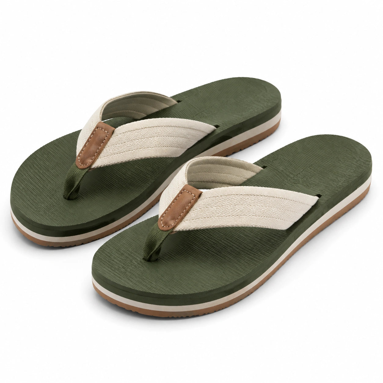 Infradito 40/41 verde in materiali sintetici con fasce in tessuto stile casual