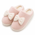 Pantofole da donna 40/41 in tessuto bouclé rosa con fiocco - calzature da casa